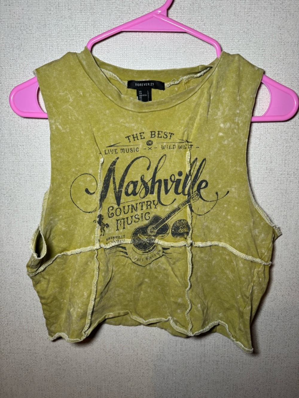 Forever 21 Green Nashville Graphic Crop Tank